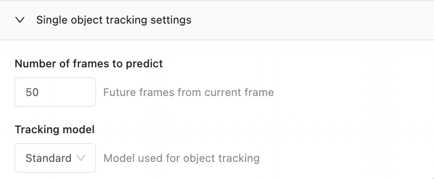 single object tracking settings