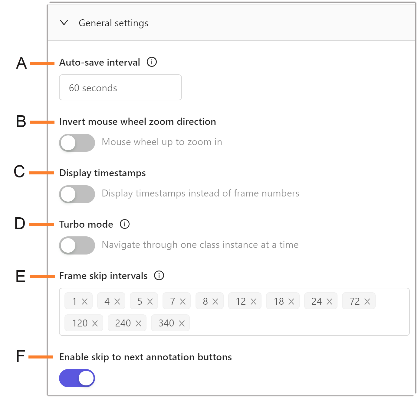 general settings in label editor