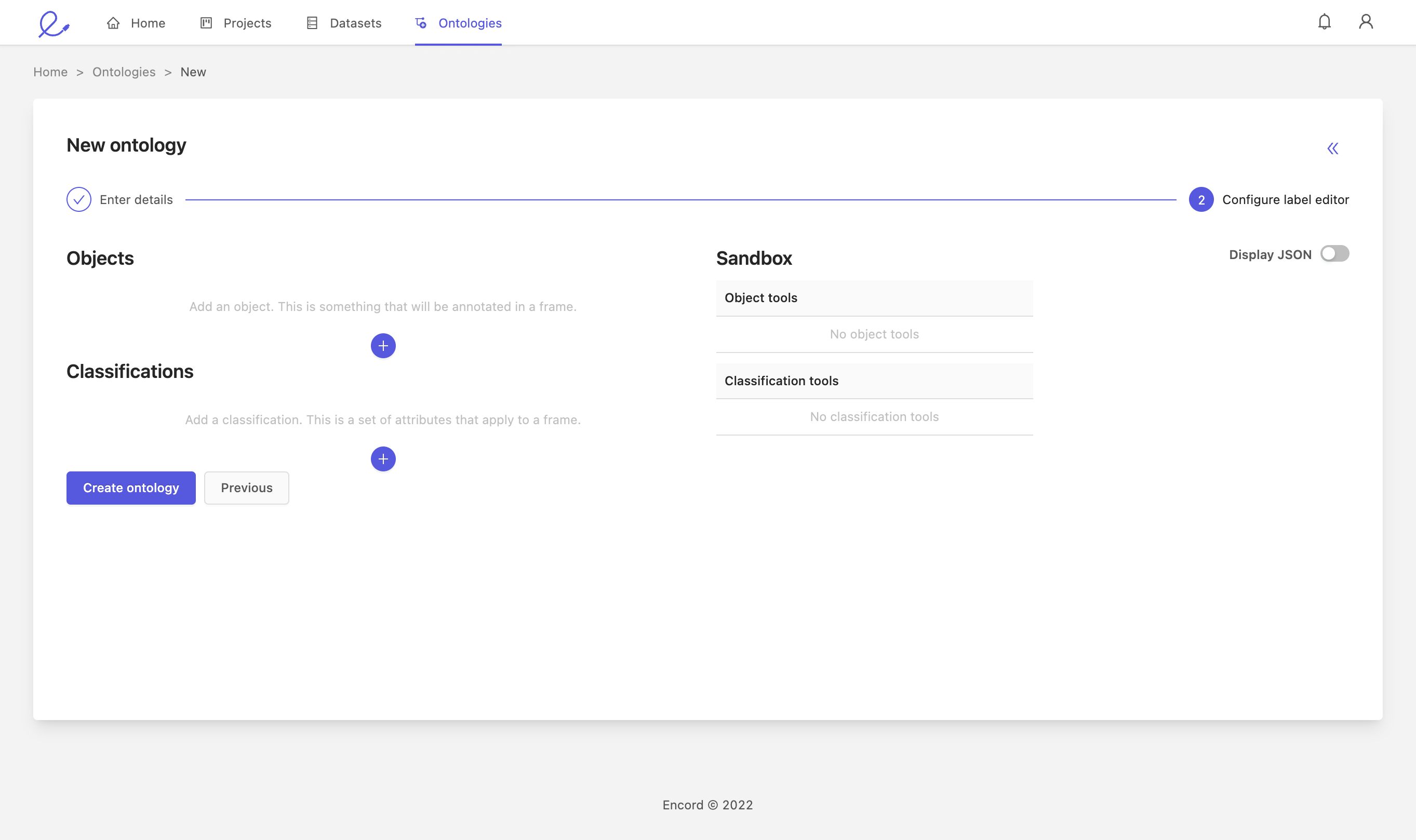 Screenshot of ontology structure